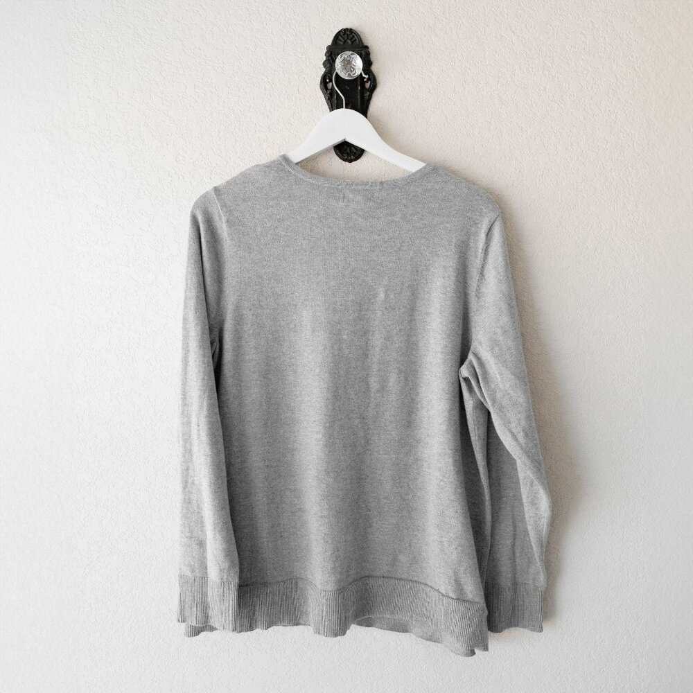 Croft & Barrow Women’s 1X Gray Button Front Cardigan Sweater Soft Classic Layer - Picture 7 of 8
